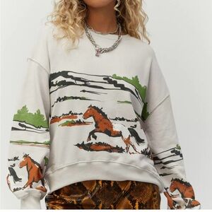 NOT FOR SALE NWT Daydreamer/Free People RUNNING HORSES OVERSIZED CREW S